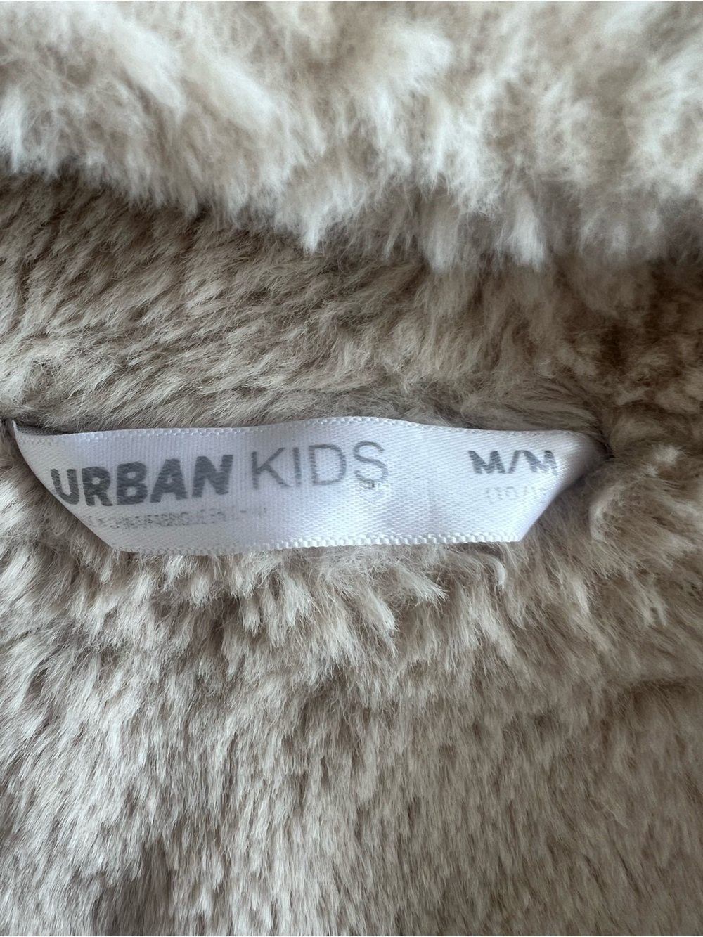 Urban Kids lined Cream/beige Faux Fur Zip Up Hooded Jacket Size M (10/12) - Picture 3 of 3